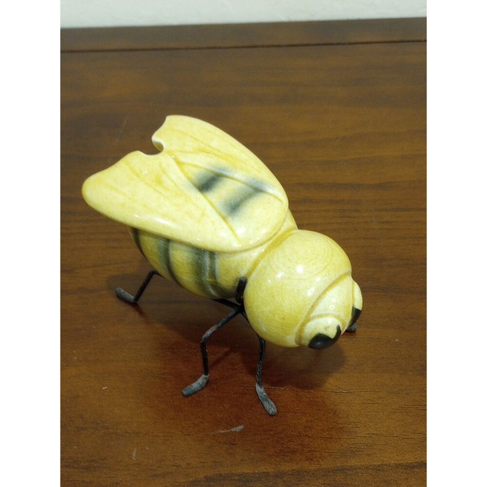 Ceramic Bee Lidded Honey Pot With Metal Legs - Vintage MCM!